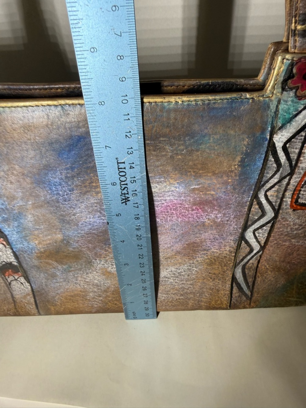 Jane Yoo wearable art leather hand painted purse - Picture 5 of 8